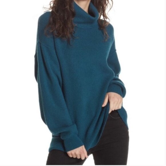 Free People Softly Structured Knit Tunic Jade Sweater - Picture 1 of 7
